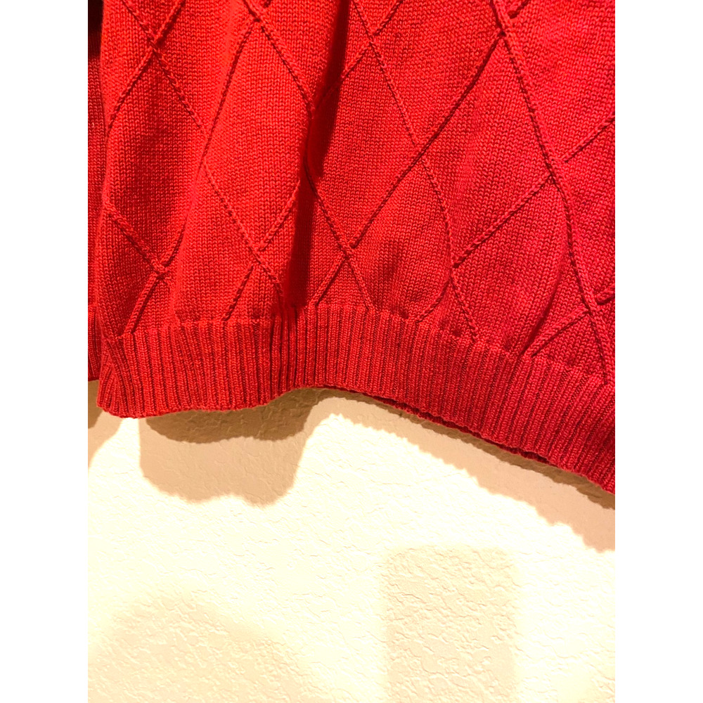 Vintage Izod Men's Red Knit Sweater Size XL Diamond Crest Preppy Holiday Festive - Picture 3 of 9